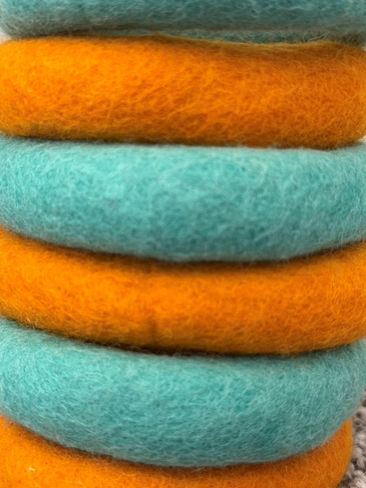 Wildflower Felt Rings Toys, Orange and Teal, Large Size, Montessori, Waldorf Educational Toy – BrightSprig