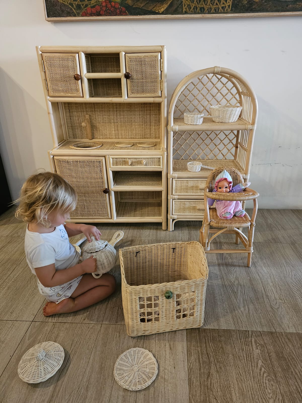 Lullaby Rattan Montessori-Style Rattan Play Kitchen | Natural Pretend Play Station with Storage – BrightSprig