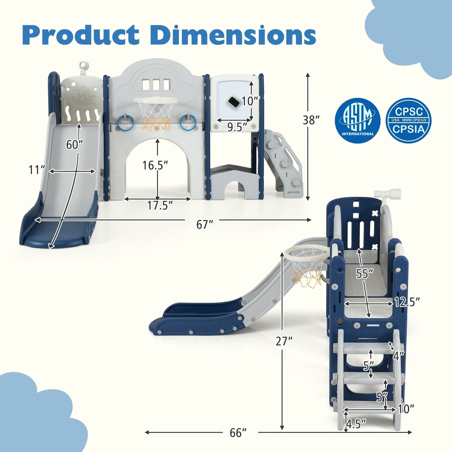 10-in-1 Toddler Indoor Playground & Slide – BrightSprig