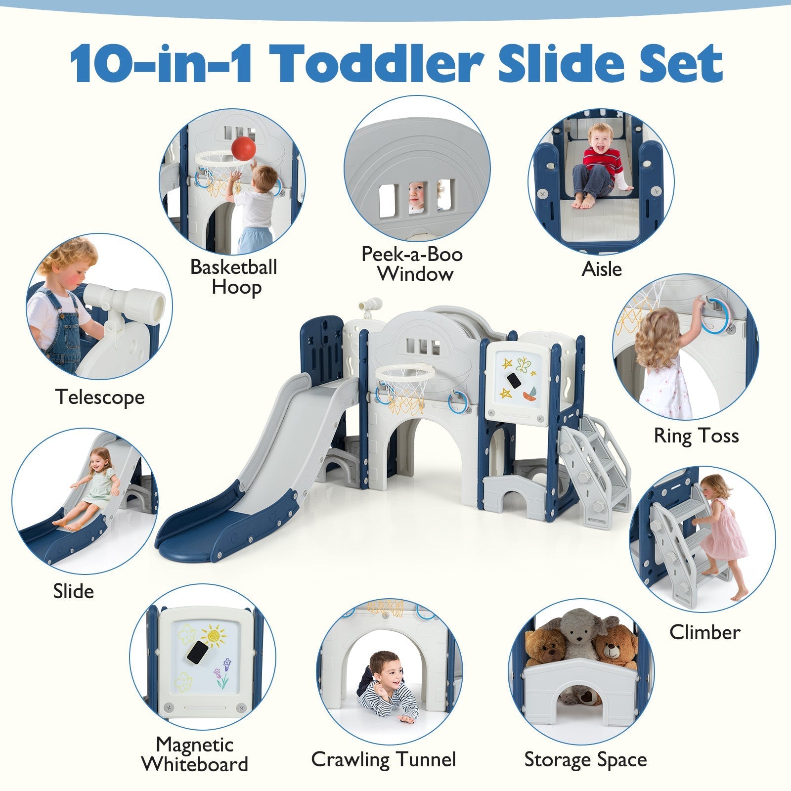10-in-1 Toddler Indoor Playground & Slide – BrightSprig
