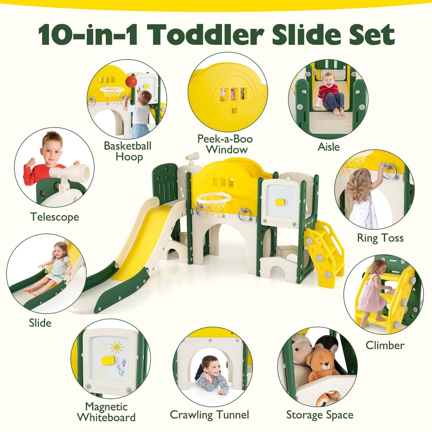 10-in-1 Toddler Indoor Playground & Slide – BrightSprig