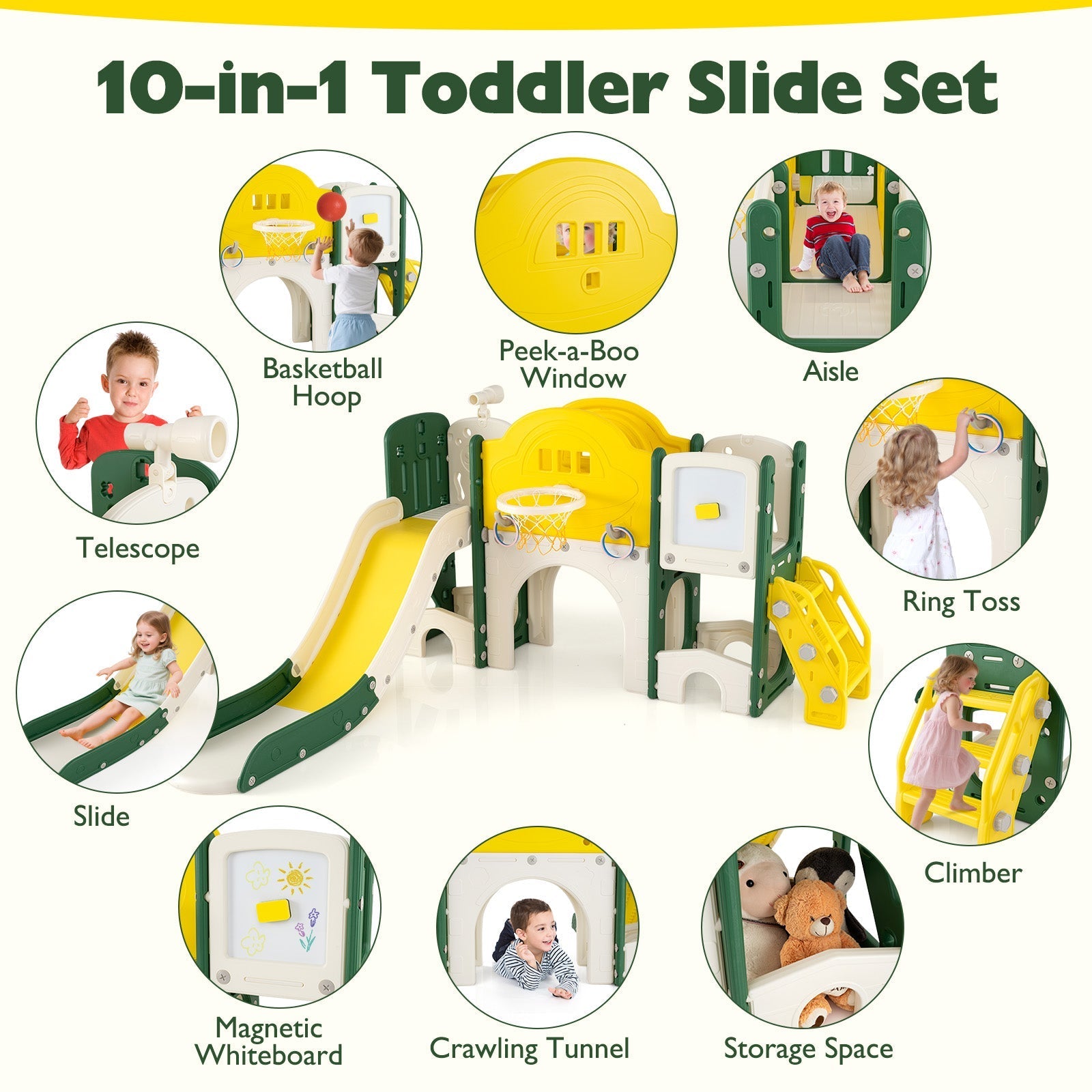 10-in-1 Toddler Indoor Playground & Slide – BrightSprig