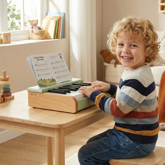 18-Key Wooden Kids Piano with Music Stand – BrightSprig
