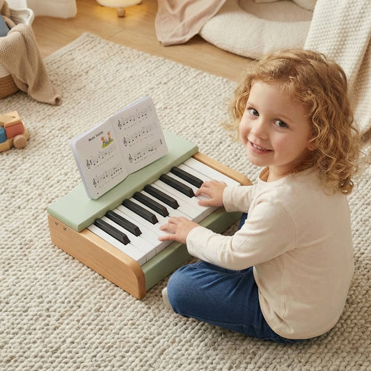 18-Key Wooden Kids Piano with Music Stand – BrightSprig