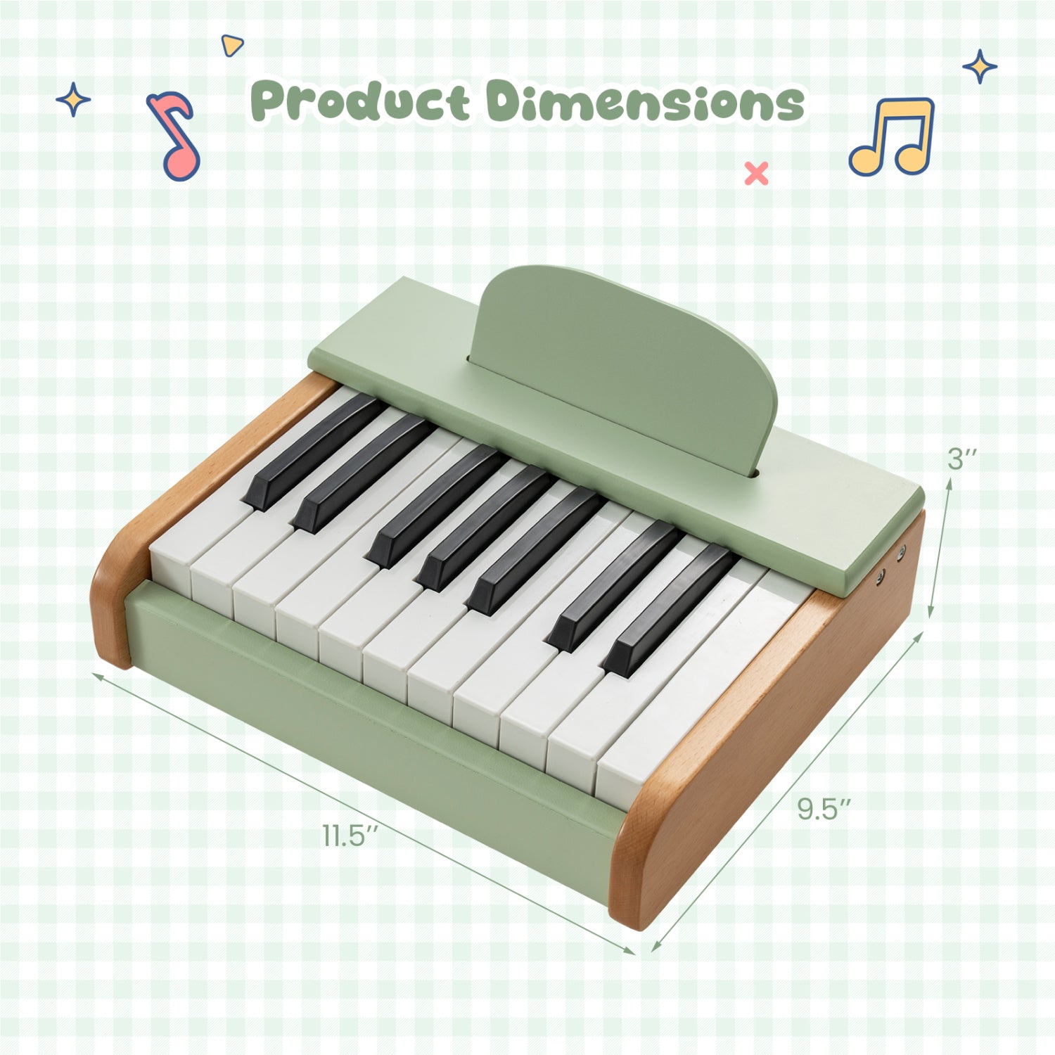 18-Key Wooden Kids Piano with Music Stand – BrightSprig