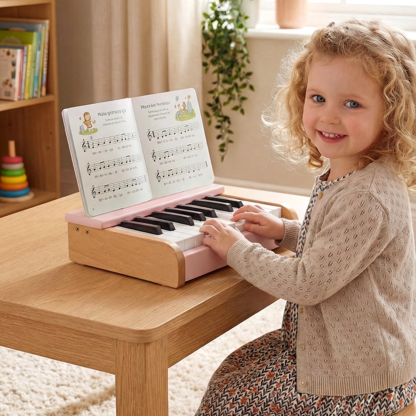 18-Key Wooden Kids Piano with Music Stand – BrightSprig