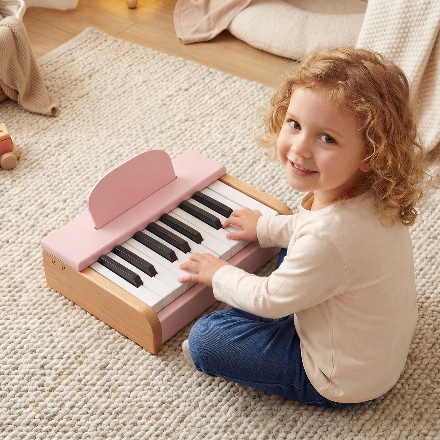 18-Key Wooden Kids Piano with Music Stand – BrightSprig