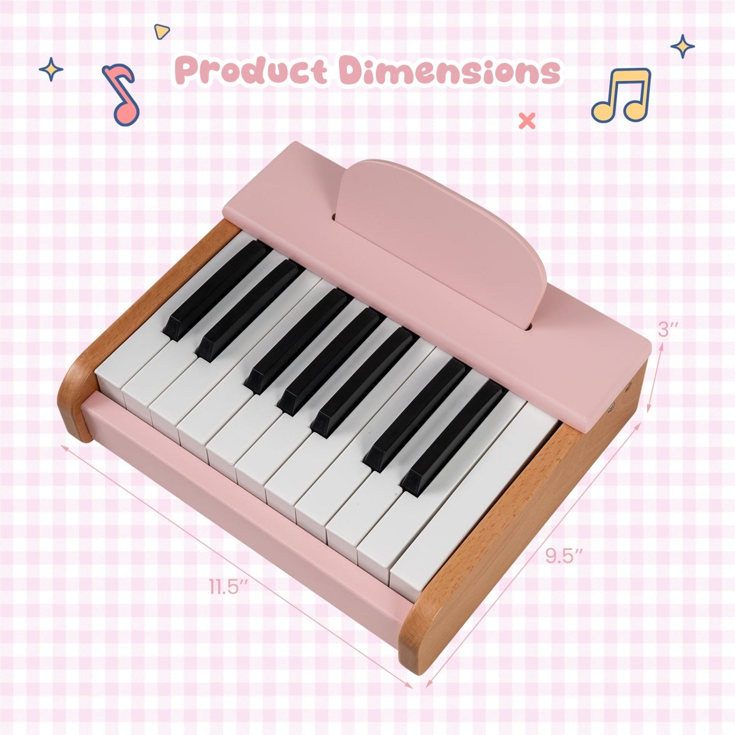 18-Key Wooden Kids Piano with Music Stand – BrightSprig