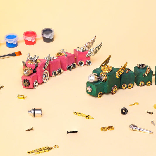 Kitsville DIY Wooden Train Building & Painting Kit – BrightSprig