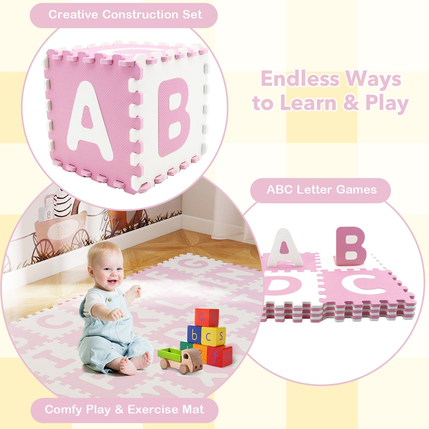 26-Piece Interlocking ABC Play Mat – BrightSprig