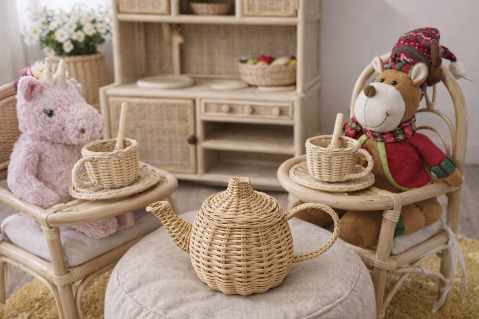 Lullaby Rattan Wicker Tea Party Play Set – BrightSprig