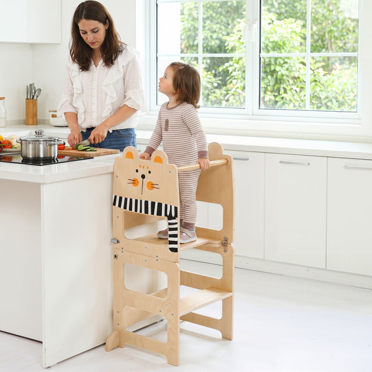 3-in-1 Wooden Kids Step Stool with Chalkboard – BrightSprig