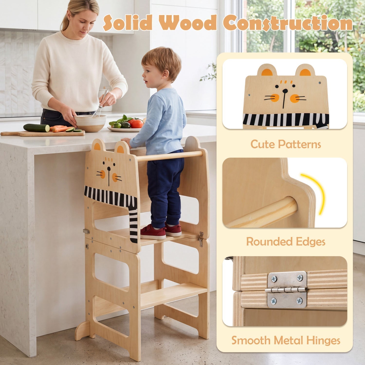 3-in-1 Wooden Kids Step Stool with Chalkboard – BrightSprig