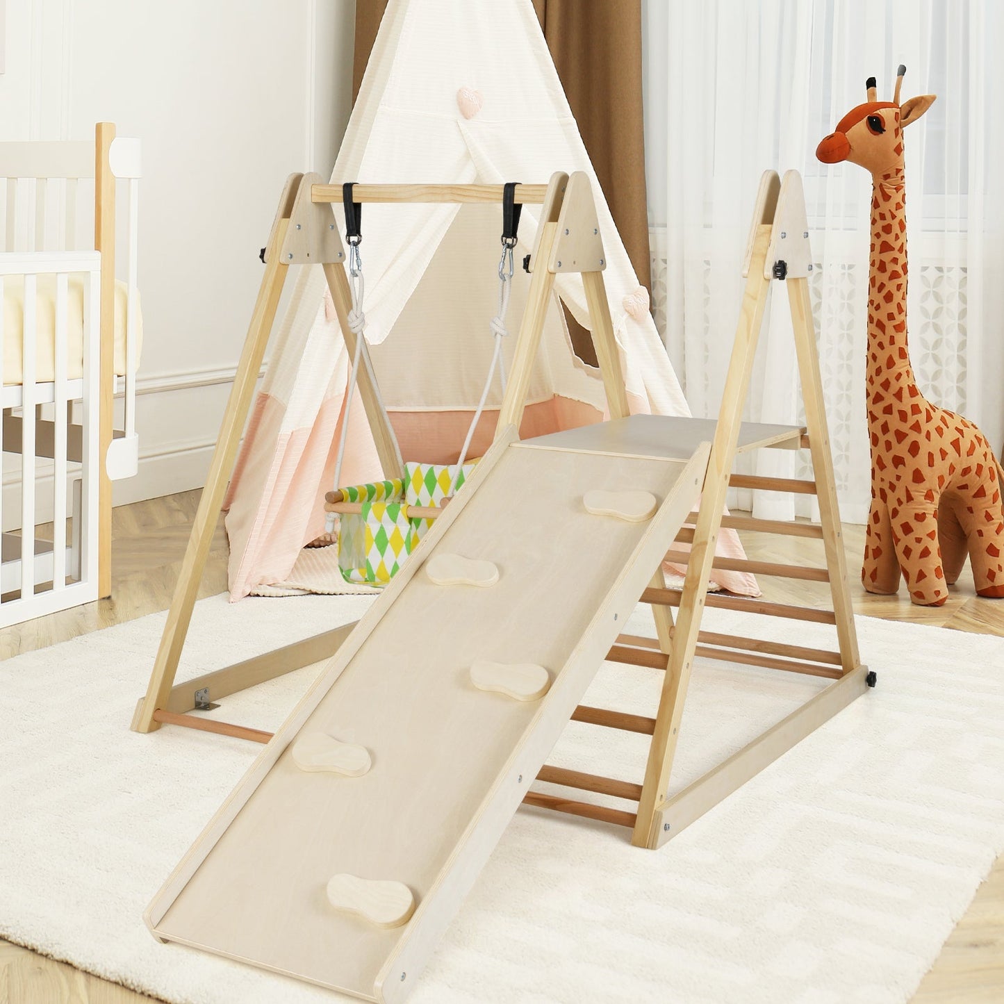 4-in-1 Indoor Jungle Gym with Swing & Ramp – BrightSprig