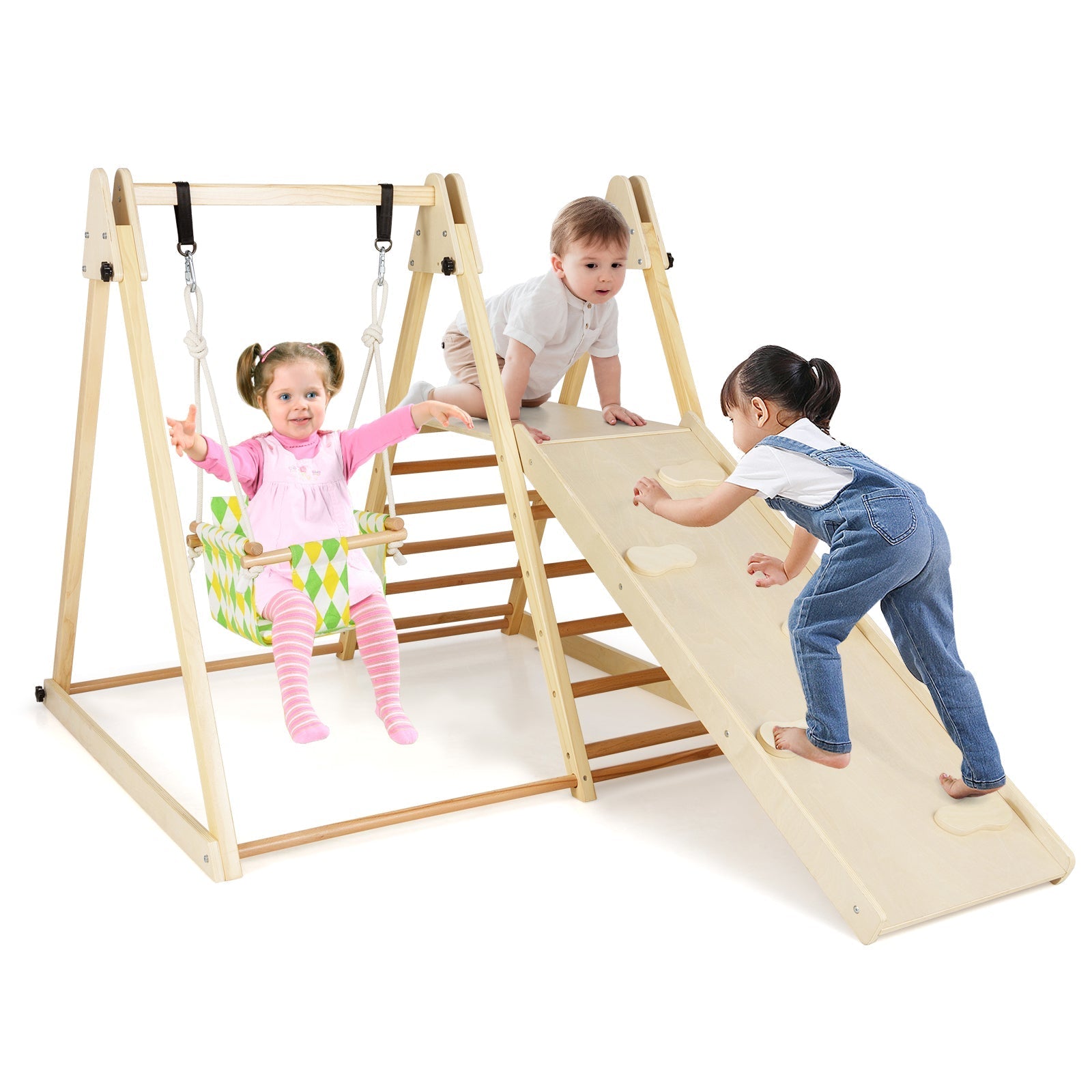 4-in-1 Indoor Jungle Gym with Swing & Ramp – BrightSprig