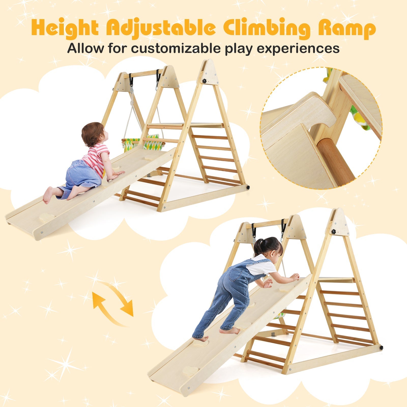 4-in-1 Indoor Jungle Gym with Swing & Ramp – BrightSprig