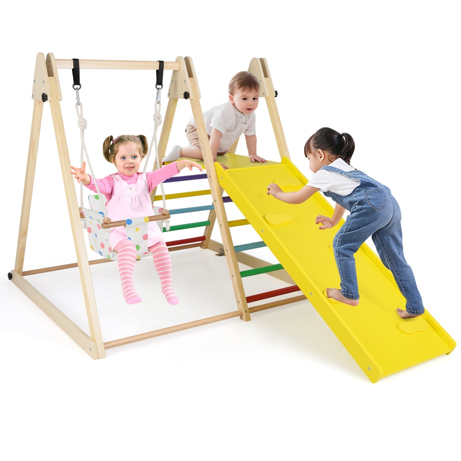 4-in-1 Indoor Jungle Gym with Swing & Ramp – BrightSprig