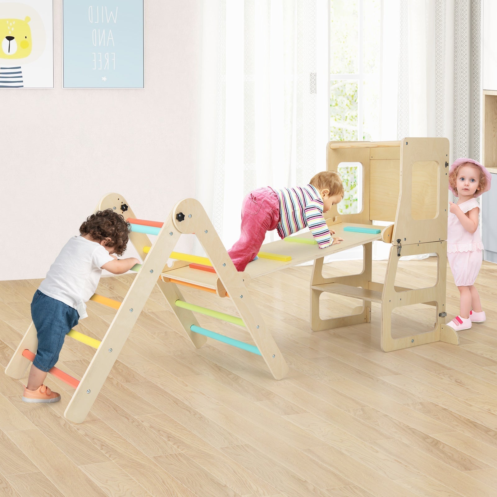 7-in-1 Toddler Climbing Toy Connected Table and Chair Set for Boys and Girls Aged 3-14 Years Old – BrightSprig
