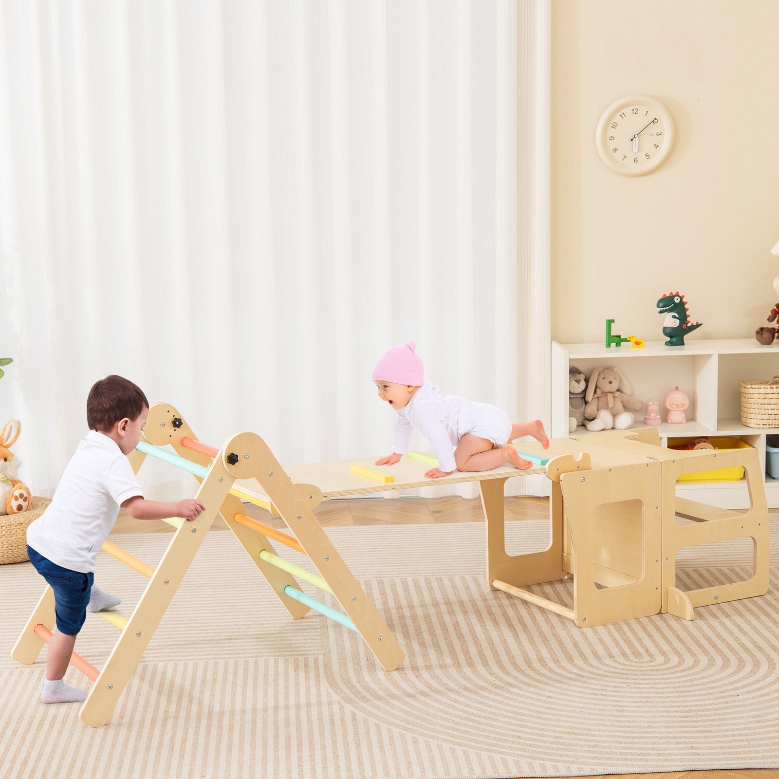 7-in-1 Toddler Climbing Toy Connected Table and Chair Set for Boys and Girls Aged 3-14 Years Old – BrightSprig
