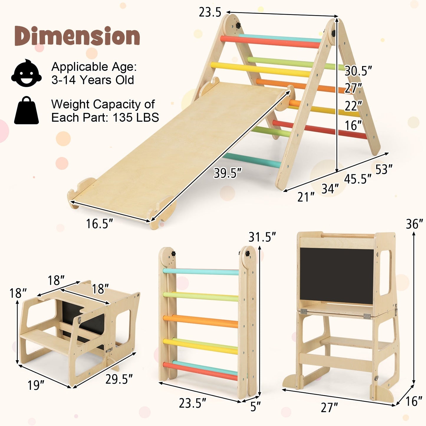 7-in-1 Toddler Climbing Toy Connected Table and Chair Set for Boys and Girls Aged 3-14 Years Old – BrightSprig