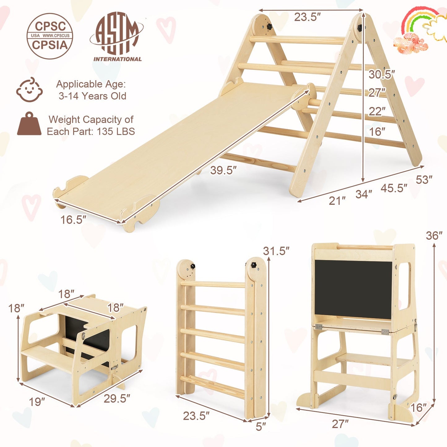 7-in-1 Toddler Climbing Toy Connected Table and Chair Set for Boys and Girls Aged 3-14 Years Old – BrightSprig
