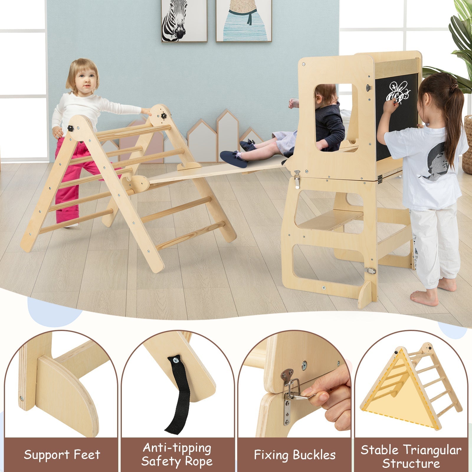 7-in-1 Toddler Climbing Toy Connected Table and Chair Set for Boys and Girls Aged 3-14 Years Old – BrightSprig