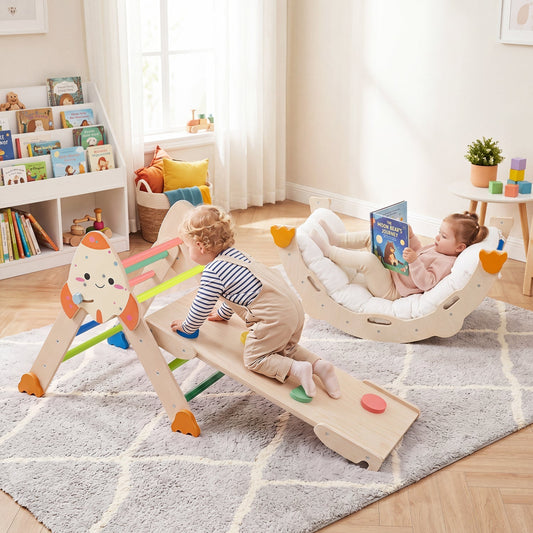 8-in-1 Foldable Climbing Set for Toddlers with Rocket Theme – BrightSprig