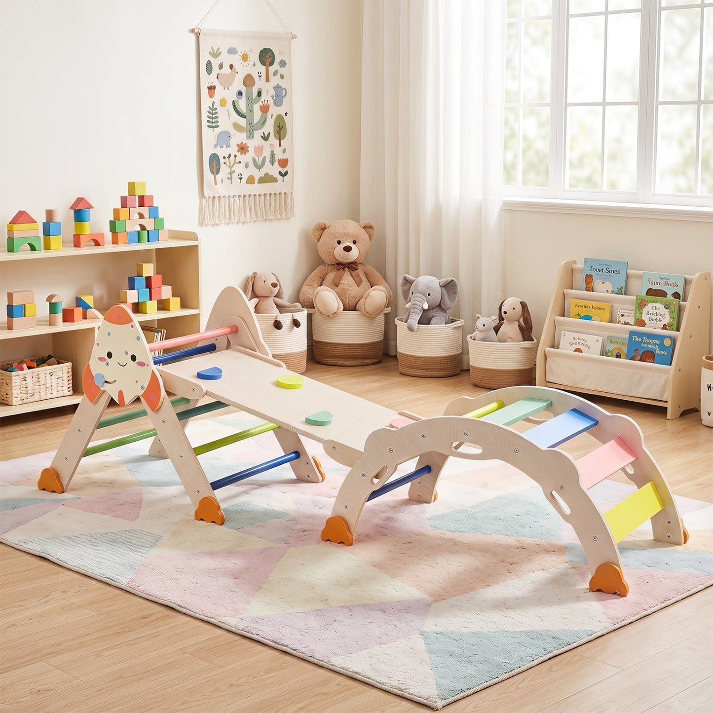 8-in-1 Foldable Climbing Set for Toddlers with Rocket Theme – BrightSprig
