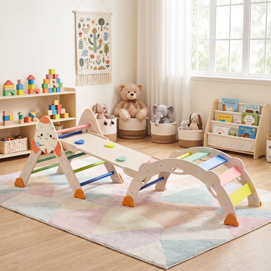 8-in-1 Foldable Climbing Set for Toddlers with Rocket Theme – BrightSprig