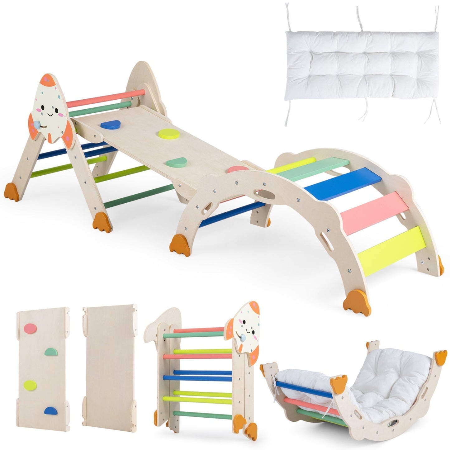 8-in-1 Foldable Climbing Set for Toddlers with Rocket Theme – BrightSprig