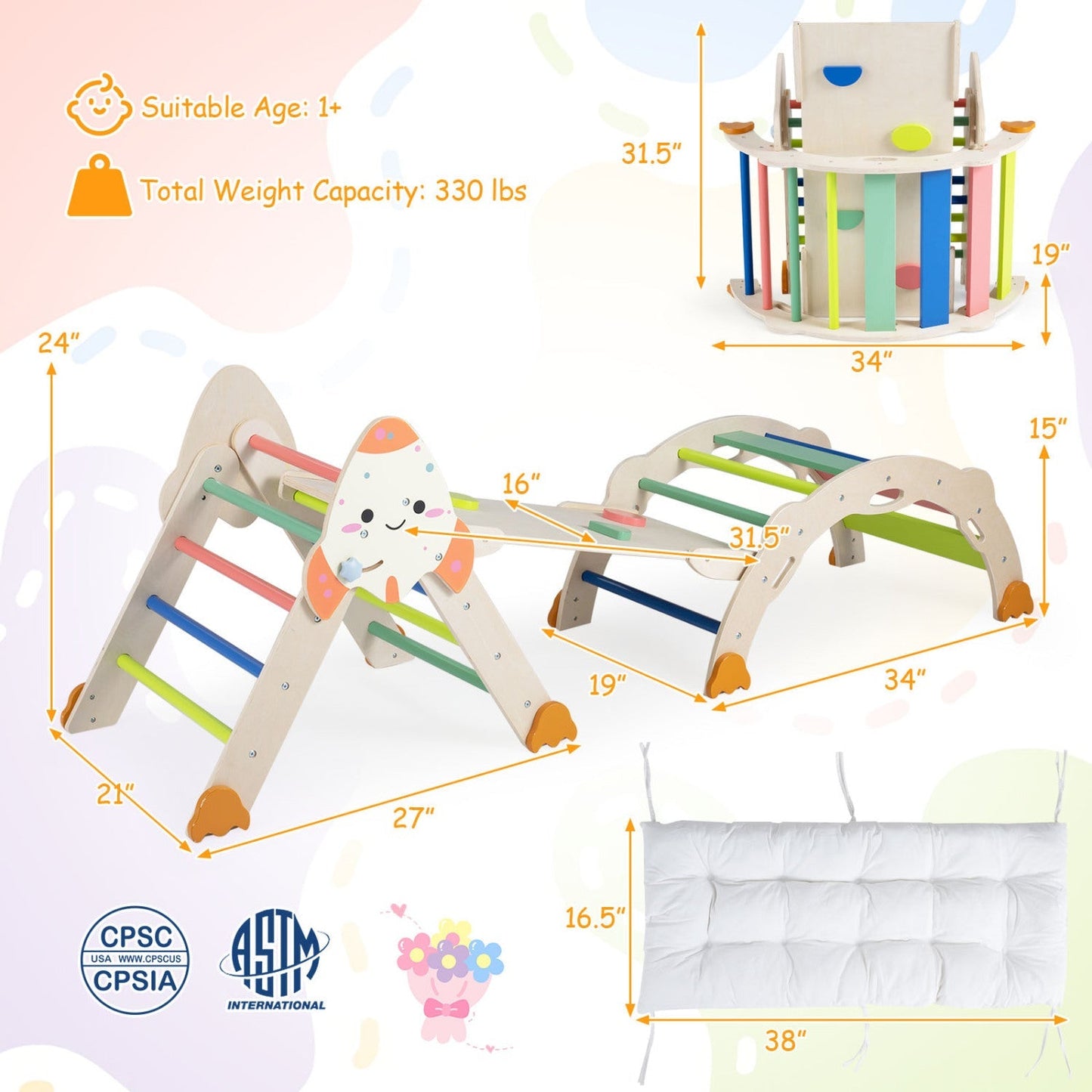 8-in-1 Foldable Climbing Set for Toddlers with Rocket Theme – BrightSprig