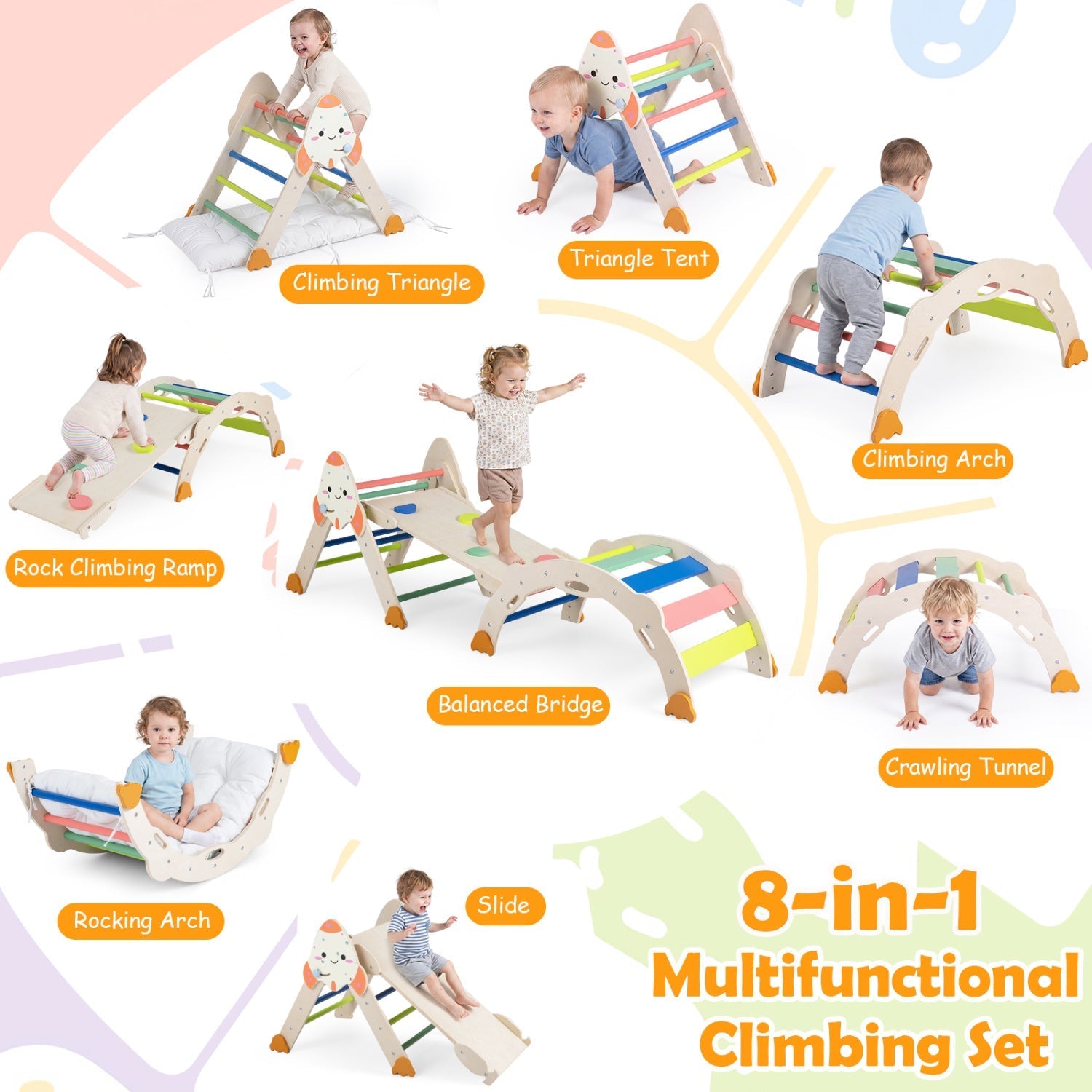 8-in-1 Foldable Climbing Set for Toddlers with Rocket Theme – BrightSprig