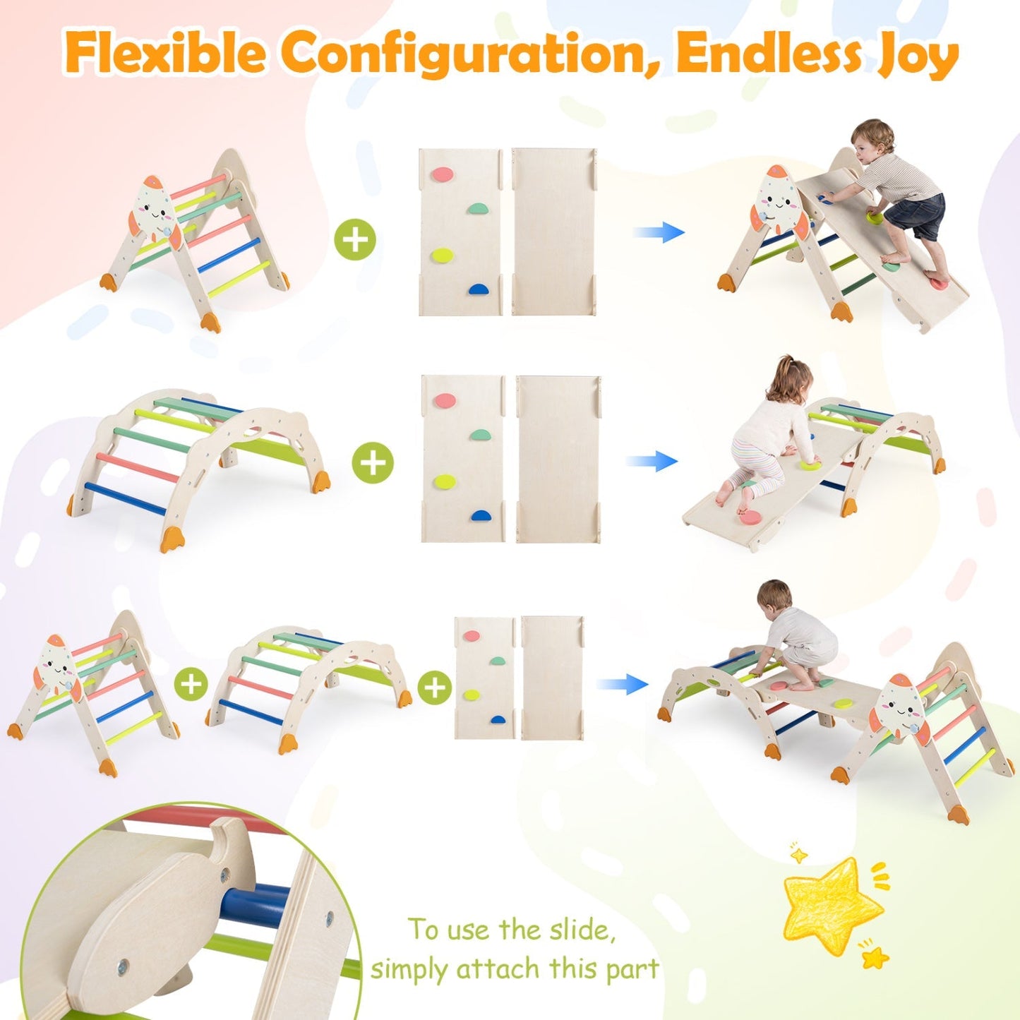 8-in-1 Foldable Climbing Set for Toddlers with Rocket Theme – BrightSprig