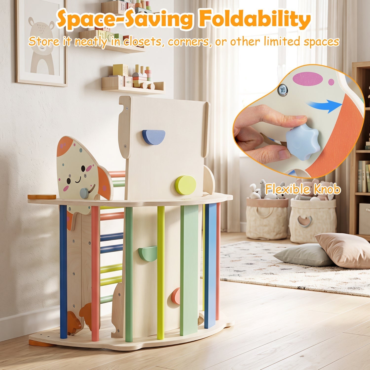 8-in-1 Foldable Climbing Set for Toddlers with Rocket Theme – BrightSprig