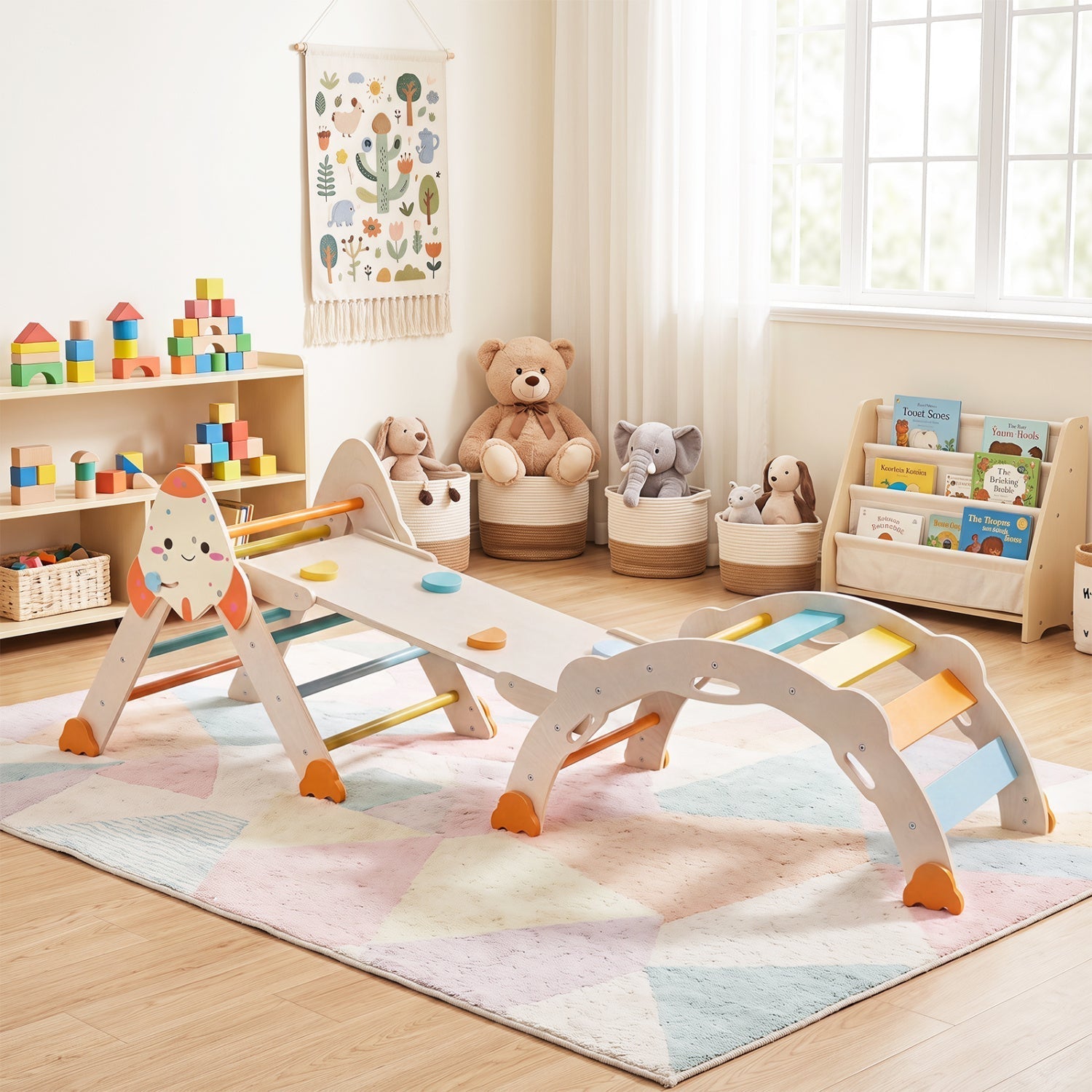 8-in-1 Foldable Climbing Set for Toddlers with Rocket Theme – BrightSprig