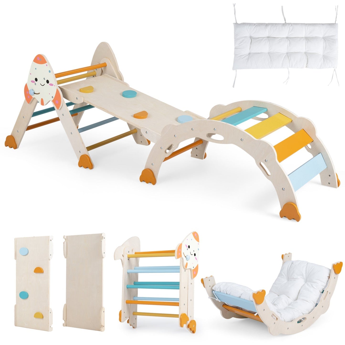 8-in-1 Foldable Climbing Set for Toddlers with Rocket Theme – BrightSprig