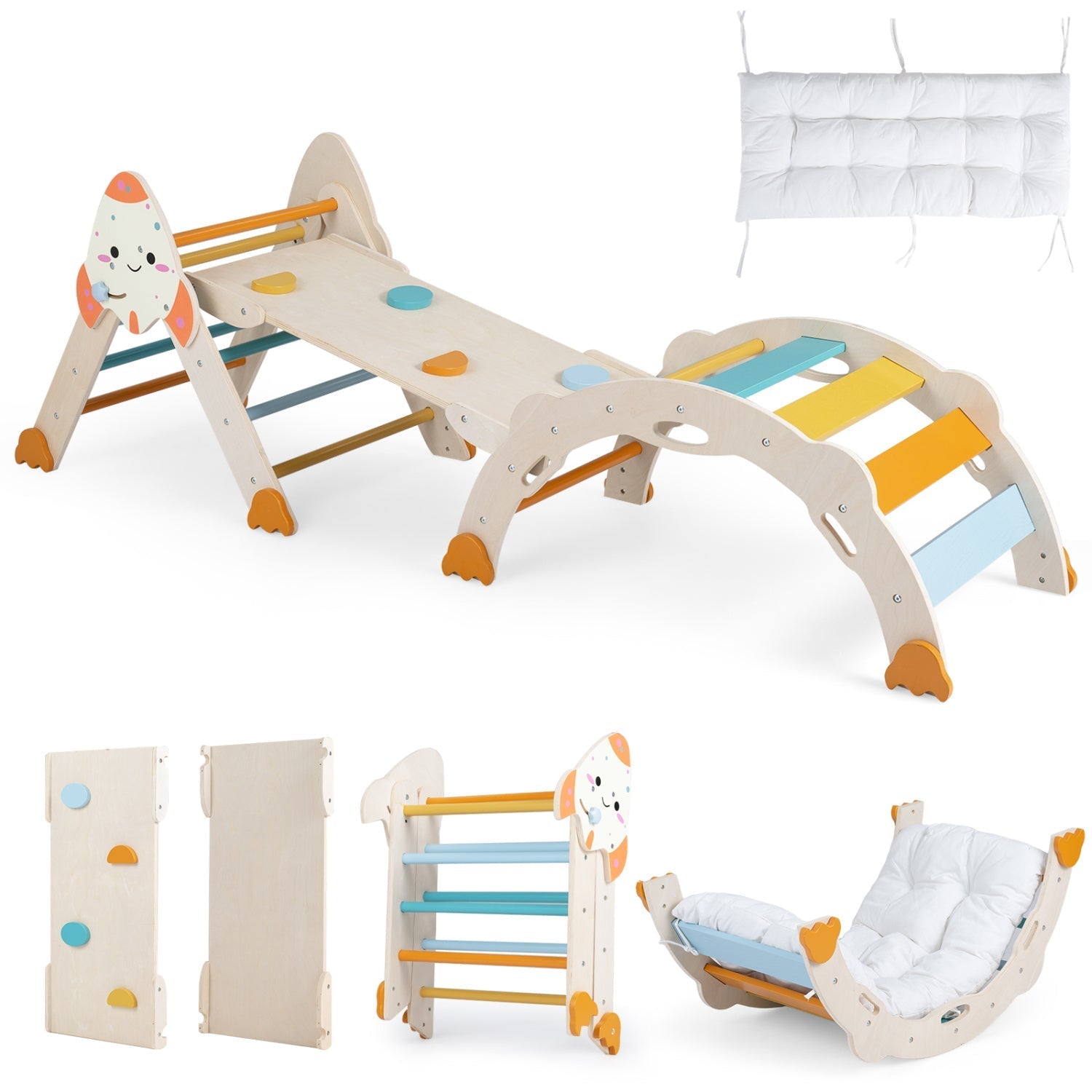 8-in-1 Foldable Climbing Set for Toddlers with Rocket Theme – BrightSprig