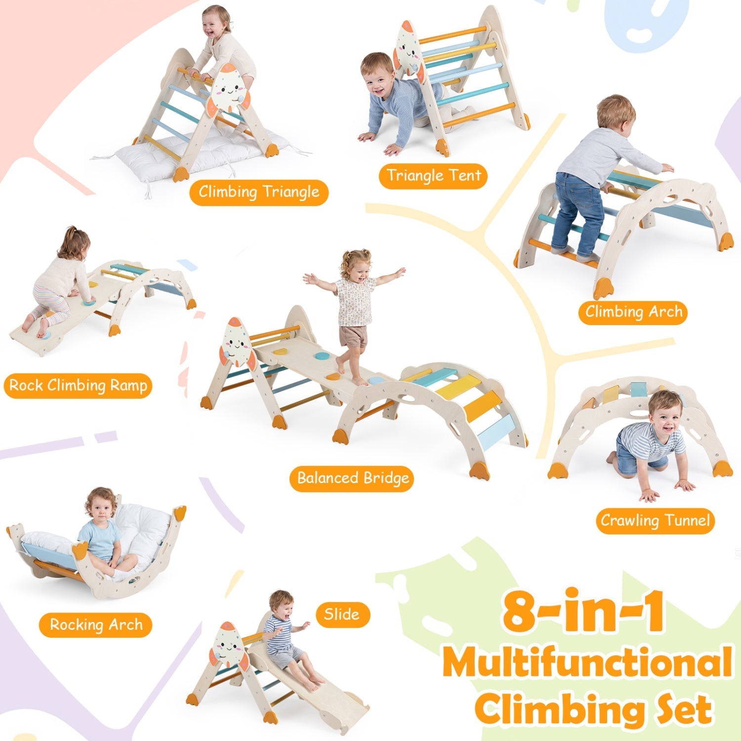 8-in-1 Foldable Climbing Set for Toddlers with Rocket Theme – BrightSprig