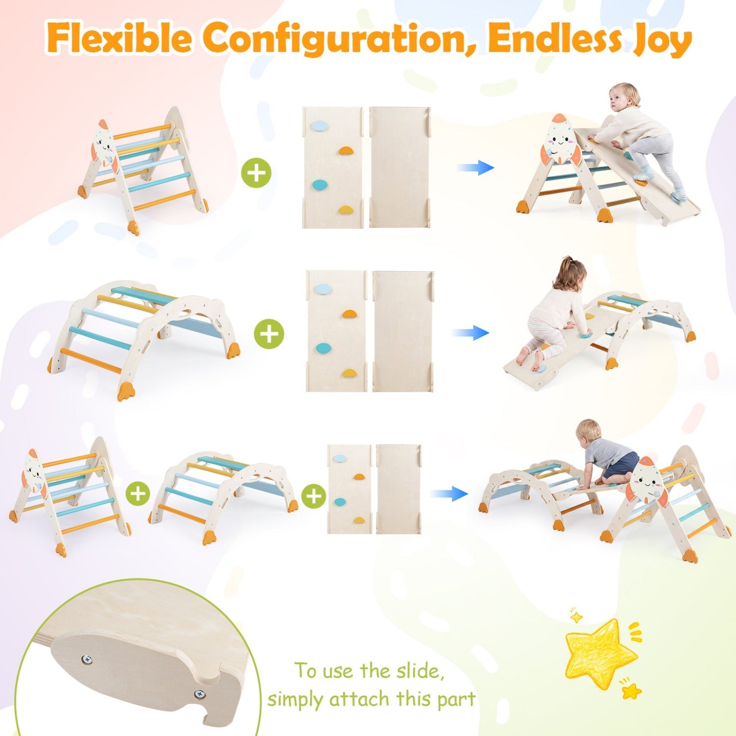 8-in-1 Foldable Climbing Set for Toddlers with Rocket Theme – BrightSprig