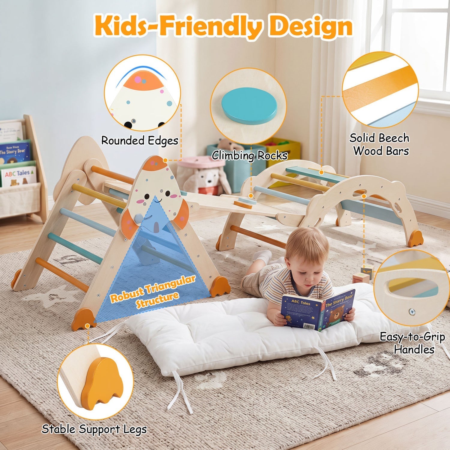 8-in-1 Foldable Climbing Set for Toddlers with Rocket Theme – BrightSprig