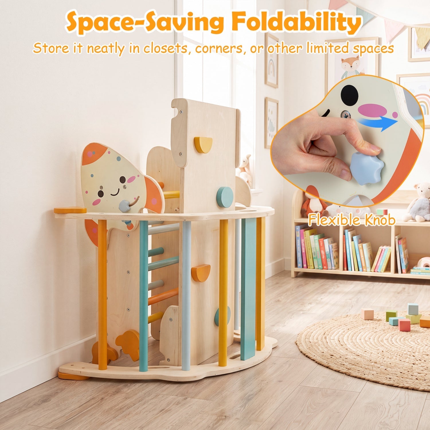 8-in-1 Foldable Climbing Set for Toddlers with Rocket Theme – BrightSprig