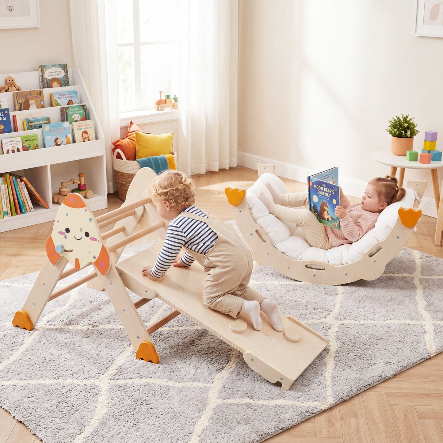 8-in-1 Foldable Climbing Set for Toddlers with Rocket Theme – BrightSprig