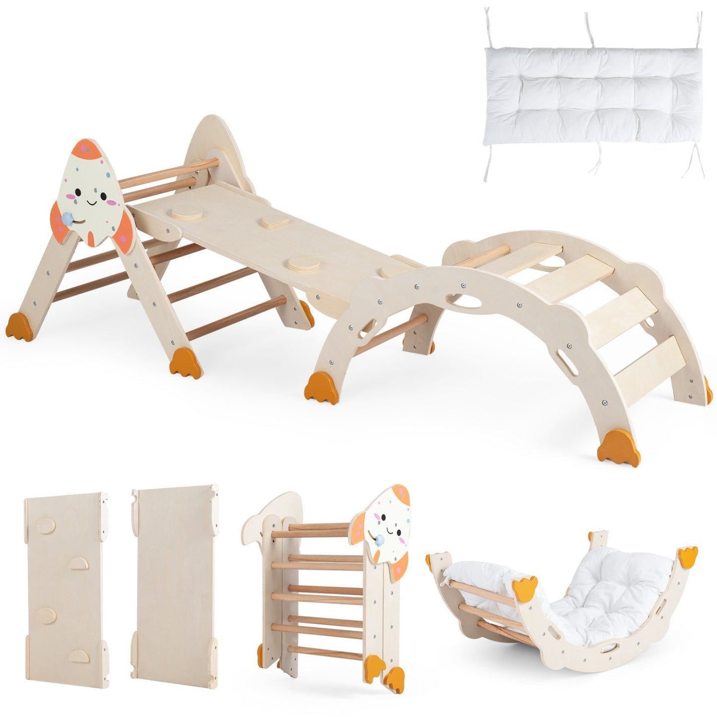 8-in-1 Foldable Climbing Set for Toddlers with Rocket Theme – BrightSprig