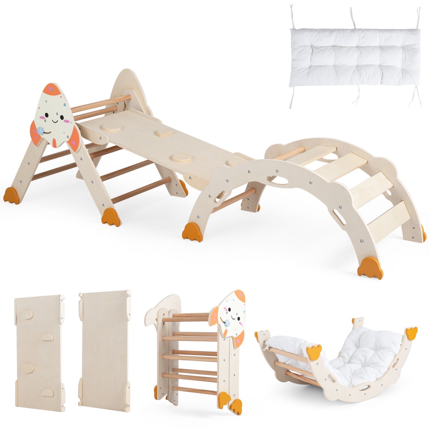 8-in-1 Foldable Climbing Set for Toddlers with Rocket Theme – BrightSprig