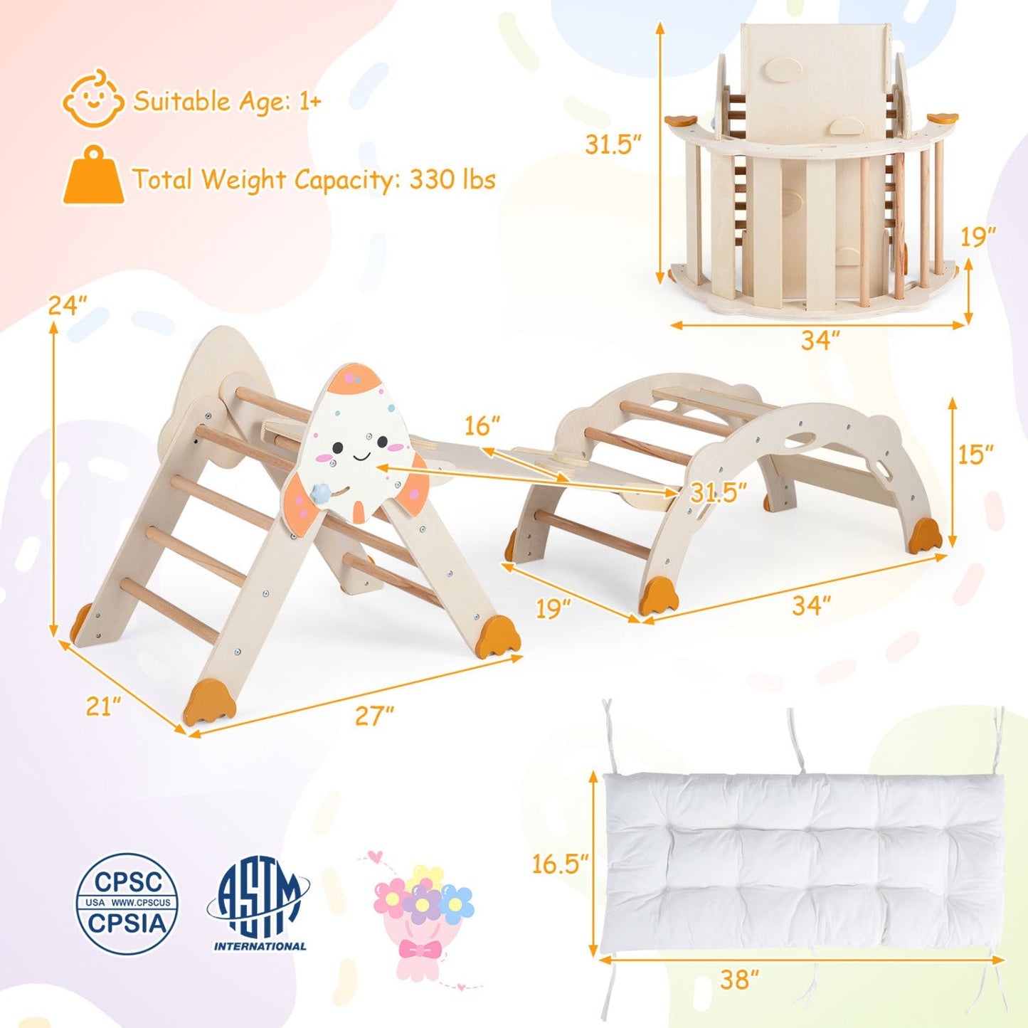 8-in-1 Foldable Climbing Set for Toddlers with Rocket Theme – BrightSprig