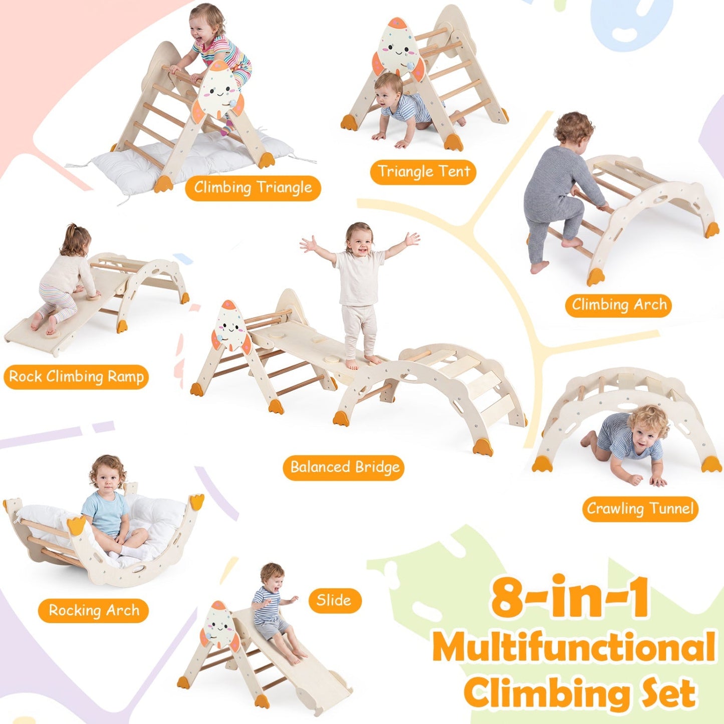 8-in-1 Foldable Climbing Set for Toddlers with Rocket Theme – BrightSprig