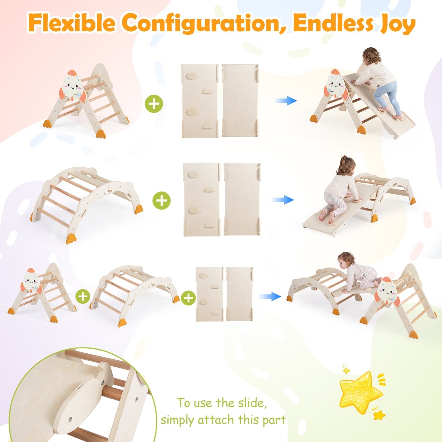8-in-1 Foldable Climbing Set for Toddlers with Rocket Theme – BrightSprig