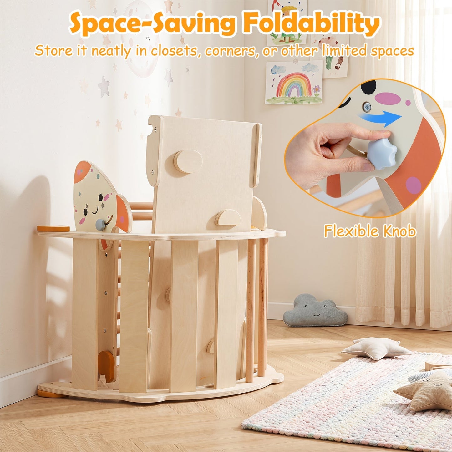 8-in-1 Foldable Climbing Set for Toddlers with Rocket Theme – BrightSprig