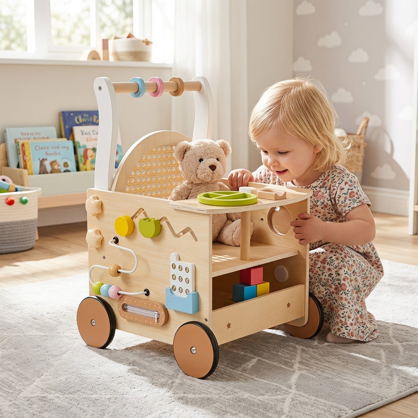 13-in-1 Wooden Push Walker & Activity Center – BrightSprig