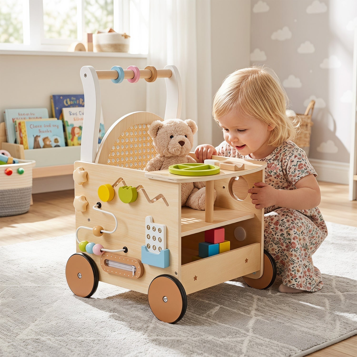 13-in-1 Wooden Push Walker & Activity Center – BrightSprig